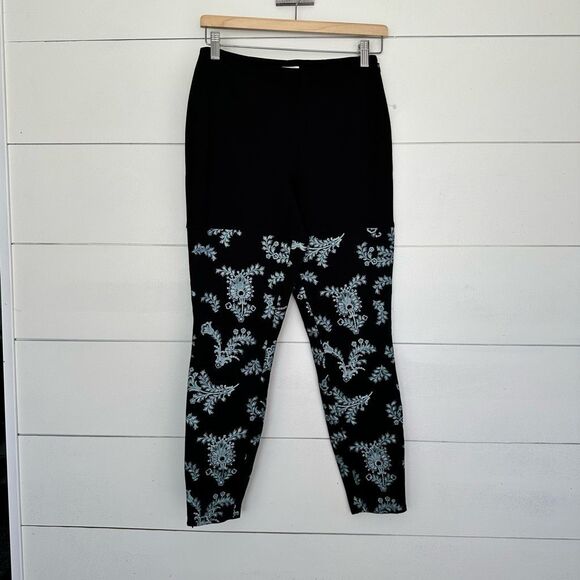 Cinq a Sept Women’s 2 Embroidered Metallic Pants Side Zipper - Picture 1 of 5